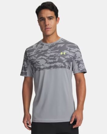 T-Shirt Under Armour Camo Grid Gris Logo Jaune Fluo